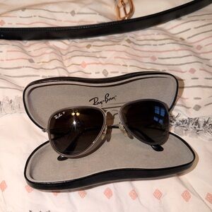 Ray-Ban Silver Aviator Sunglasses with Black Case